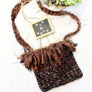 Hand Made Woven Bag Brown Tones One of A  Kind